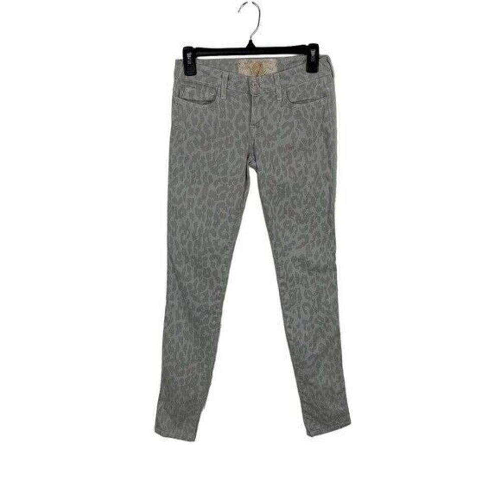 Bella Dahl Womens‎ Gray Leopard Print Skinny Jeans Made In USA Stretch Denim 26